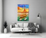 Eiffel and Boat Glass Wall Art