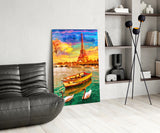 Eiffel and Boat Glass Wall Art