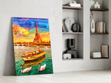 Eiffel and Boat Glass Wall Art