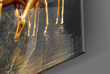 Golden Tree and Gazelles Glass Wall Art