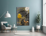 Golden Tree and Gazelles Glass Wall Art