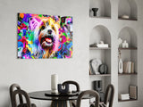 Happy Puppy Glass Wall Art