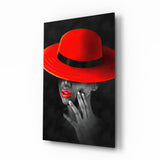 chapeau rouge Impression sur verre