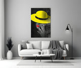 Yellow Hat Glass Wall Art