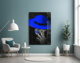 Blue Hat Glass Wall Art