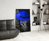 Blue Hat Glass Wall Art