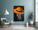 Orange Hat Glass Wall Art