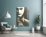 Mask the Sadness Glass Wall Art