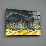 Golden Forest Glass Wall Art