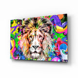 Lion in Colors Glass Wall Art