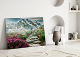 Footpath to Mountains Glass Wall Art