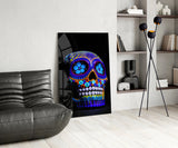 Sugar Skull Glass Wall Art