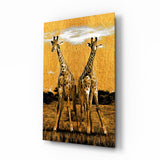 Giraffes Glass Wall Art