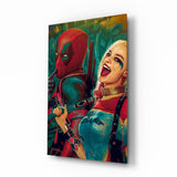 Harley Quinn and Deadpool Glass Wall Art