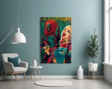 Harley Quinn and Deadpool Glass Wall Art