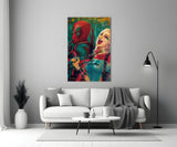 Harley Quinn and Deadpool Glass Wall Art