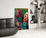 Harley Quinn and Deadpool Glass Wall Art