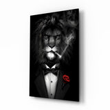 Lion en tant que gentleman Impression sur verre