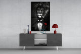 Lion as a Gentleman Glass Wall Art