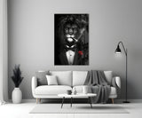 Lion as a Gentleman Glass Wall Art