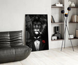 Lion as a Gentleman Glass Wall Art