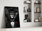 Lion as a Gentleman Glass Wall Art