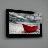 Red Boat Glass Wall Art