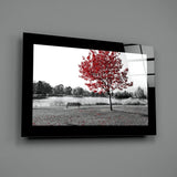 Red Tree Glass Wall Art