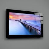 Sunset at the Pier Glass Wall Art