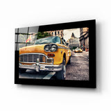 Classical Yellow Car Glass Wall Art