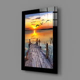 Sunset and the Birds Glass Wall Art