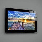 Sunset at Pier Glass Wall Art