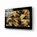 Golden Leaves Glass Wall Art