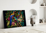 Tropical Birds Glass Wall Art || Designer's Collection