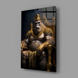 Ape King in Throne Glass Wall Art || Designer's Collection