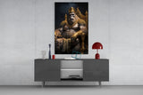 Ape King in Throne Glass Wall Art || Designer's Collection