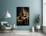 Ape King in Throne Glass Wall Art || Designer's Collection