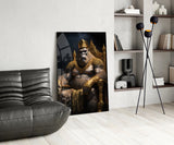 Ape King in Throne Glass Wall Art || Designer's Collection