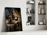 Ape King in Throne Glass Wall Art || Designer's Collection