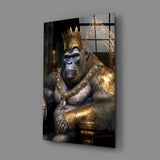 Ape King in Throne Glass Wall Art || Designer's Collection