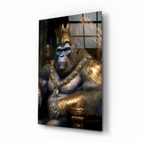 Ape King in Throne Glass Wall Art || Designer's Collection