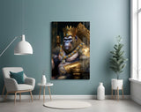 Ape King in Throne Glass Wall Art || Designer's Collection