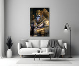 Ape King in Throne Glass Wall Art || Designer's Collection