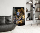 Ape King in Throne Glass Wall Art || Designer's Collection