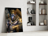 Ape King in Throne Glass Wall Art || Designer's Collection