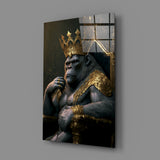 Ape King in Throne Glass Wall Art || Designer's Collection