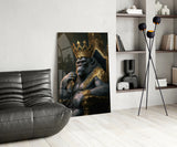 Ape King in Throne Glass Wall Art || Designer's Collection