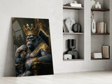 Ape King in Throne Glass Wall Art || Designer's Collection