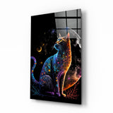 Moon Cat Glass Wall Art || Designer's Collection