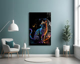 Moon Cat Glass Wall Art || Designer's Collection